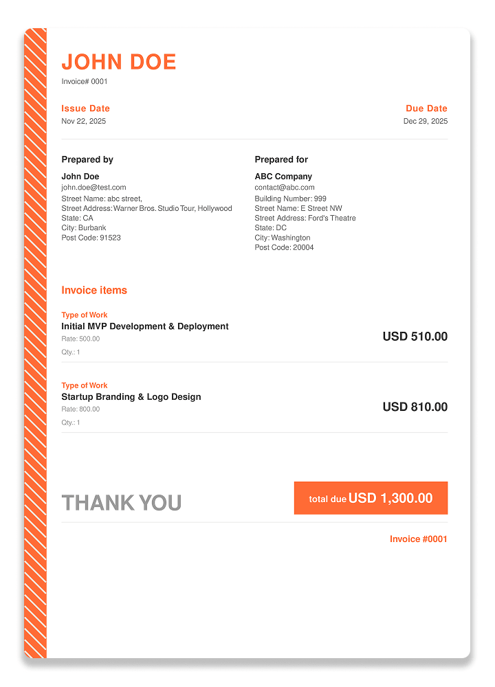 Modern invoice template preview