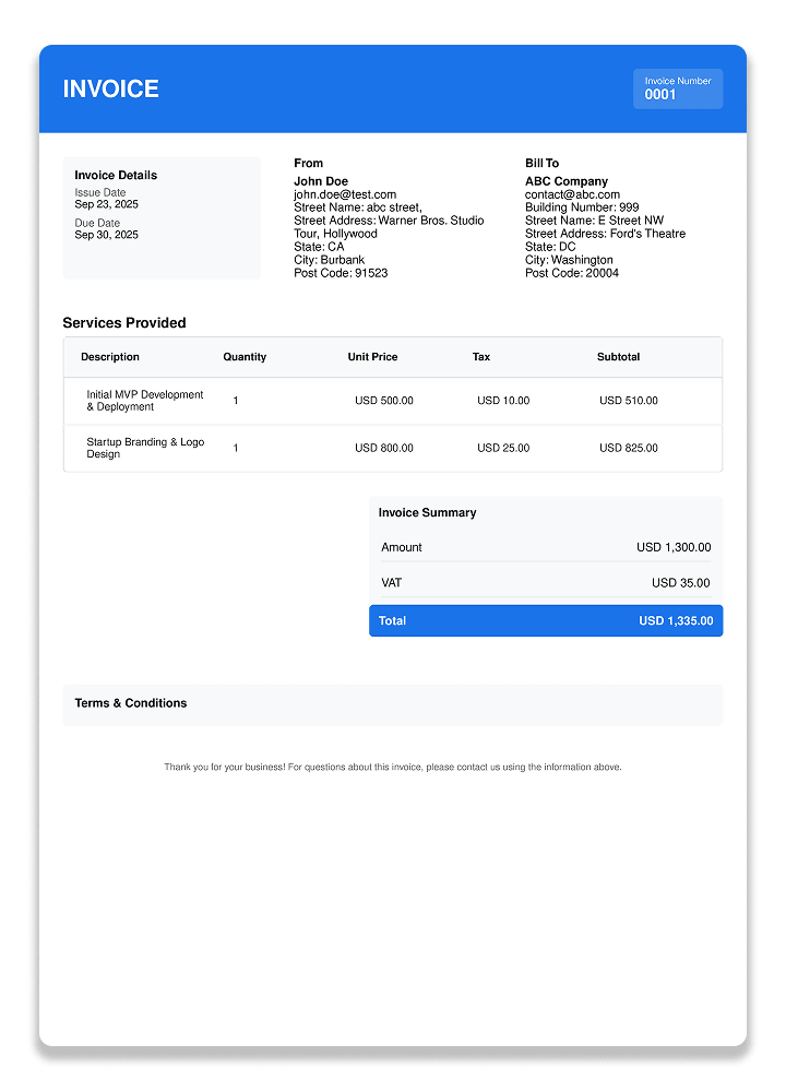 Modern invoice template preview