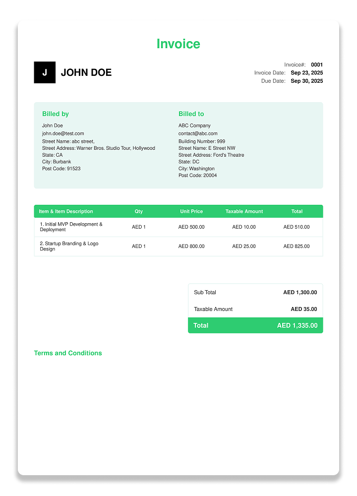 Modern invoice template preview